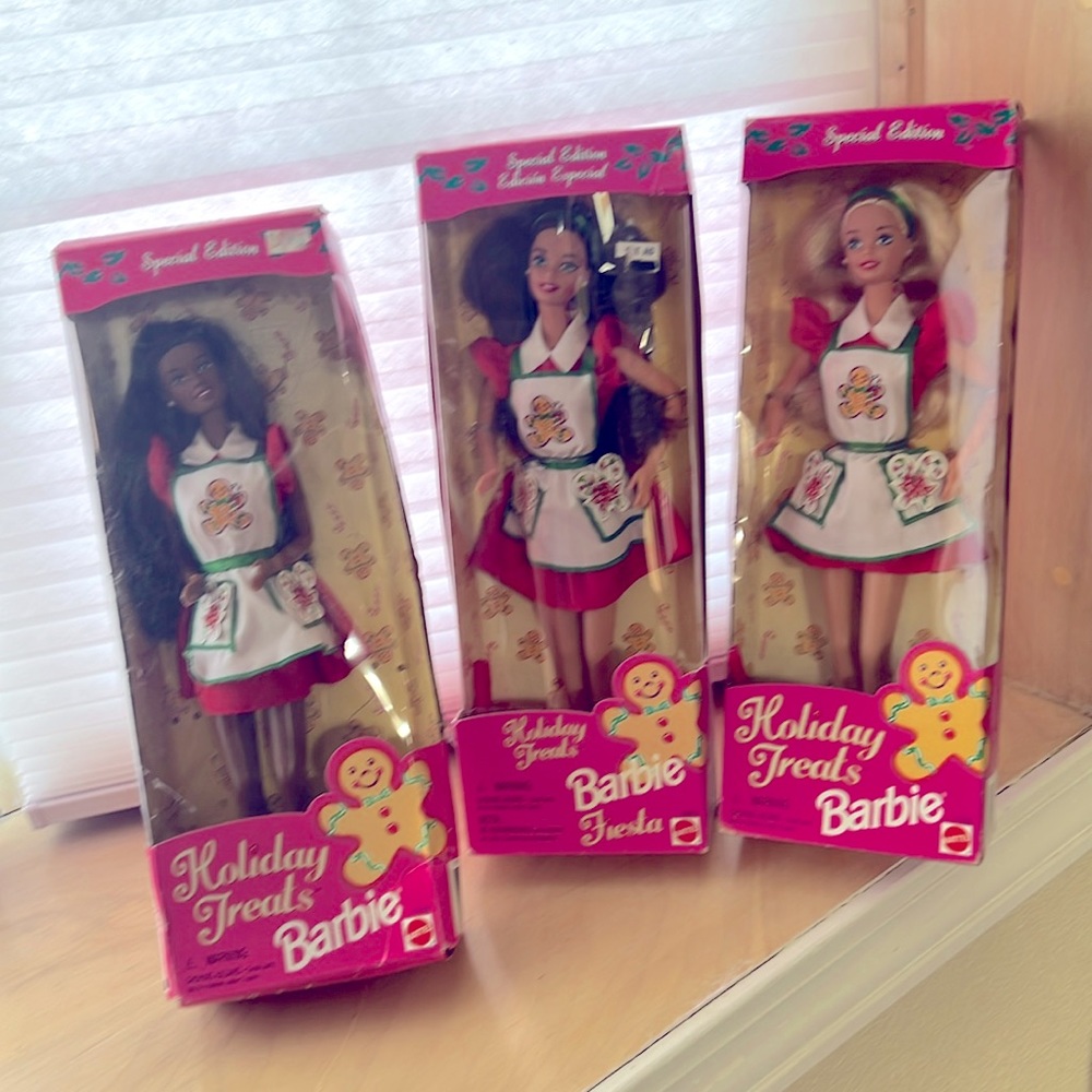 3 Xmas Barbies (Black Barbie Box was opened but Doll is brand new)